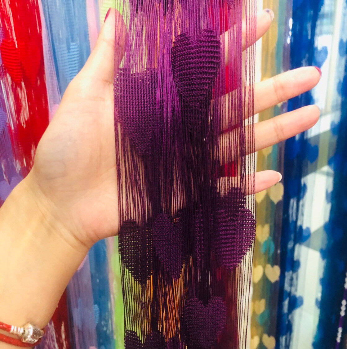 Small love line curtain deep purple thumbnail