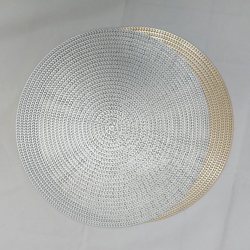 Simple Solid Color European Circular Pvc Hollow Hot Stamping Placemat Hotel Heat Insulation Non-Slip Coffee Coaster Steak Tray Mat full figure