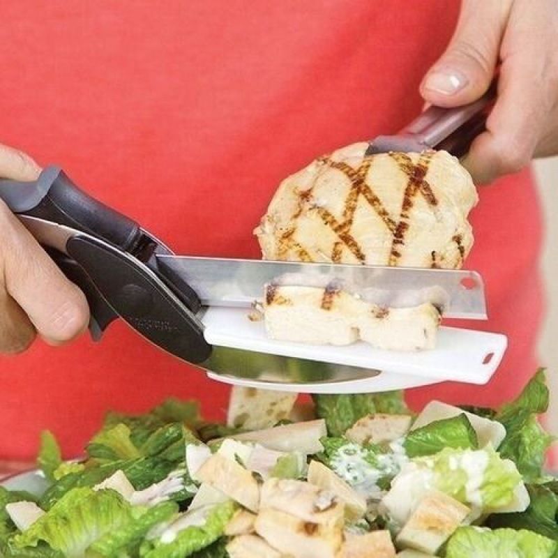  多功能厨房家用切菜器蔬菜二合一切菜刀砧板水果剪免菜板食物剪刀详情图2