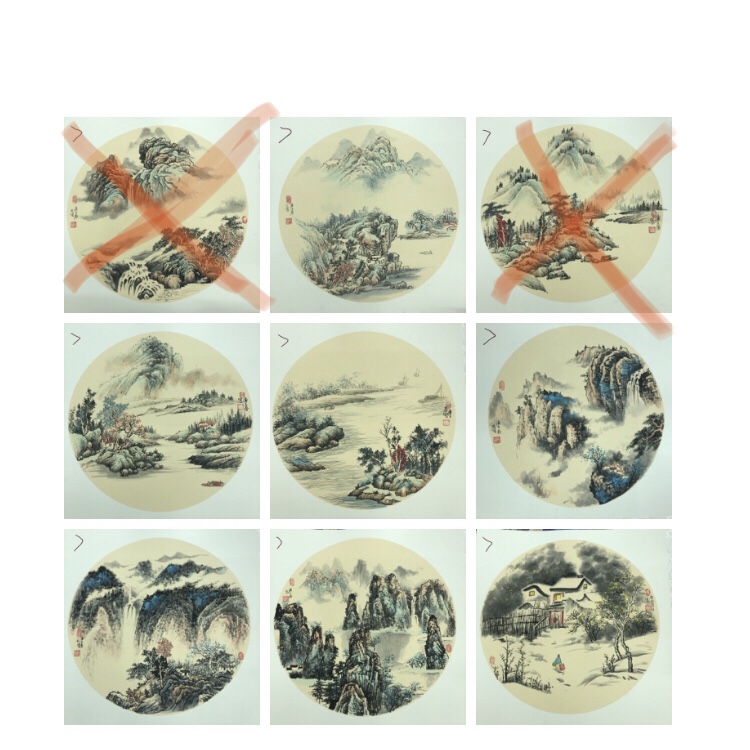 手绘国画仿古山水  