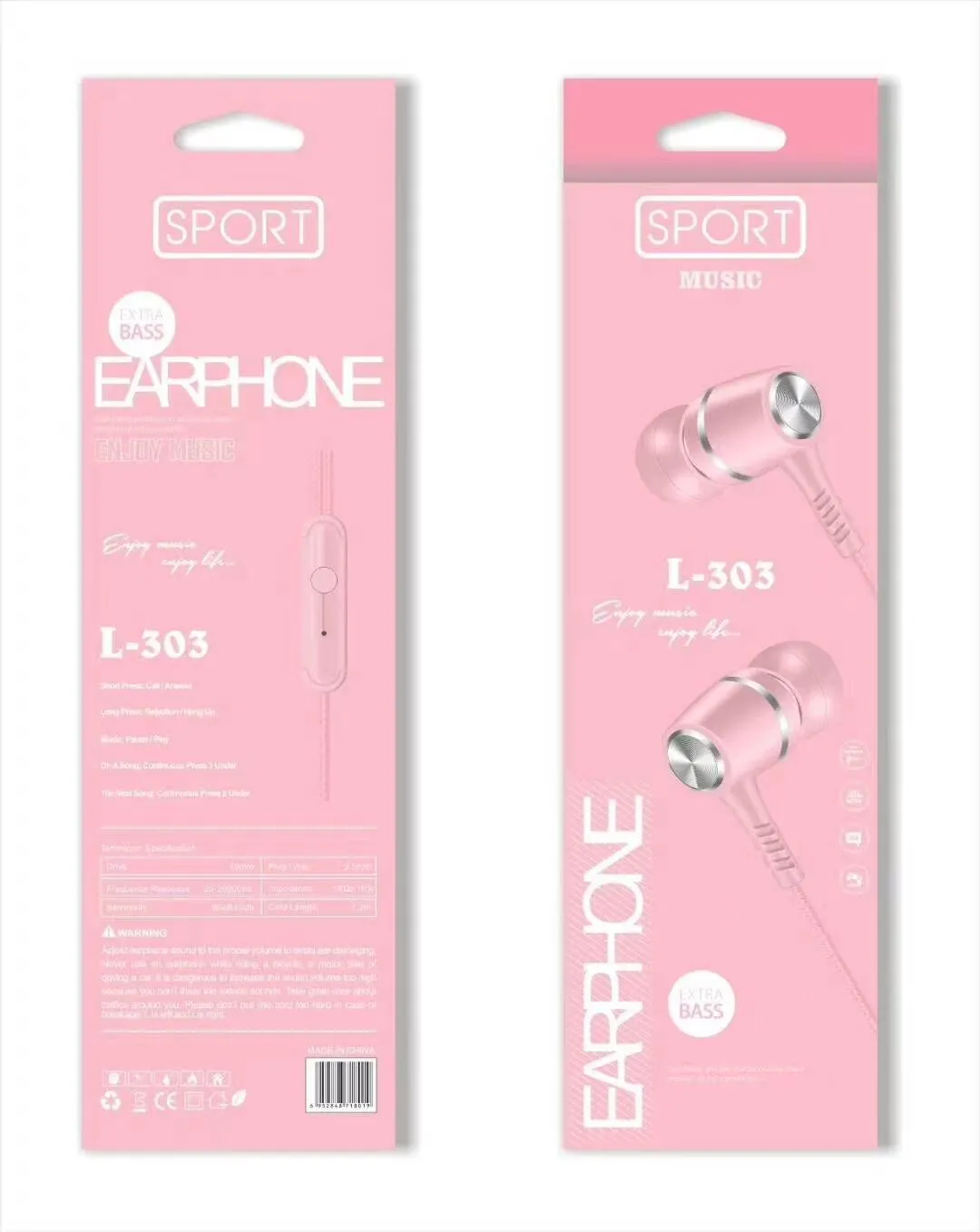 L-303 Sogo headphones, mobile phone headphones, in-ear headsets, earbuds with microphone detail image 6