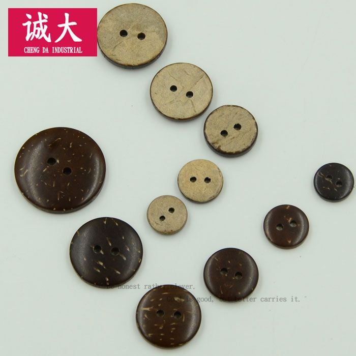 天然椰子纽扣环保椰壳纽扣子儿童毛衣木头两眼衬衫开衫扣子详情图1