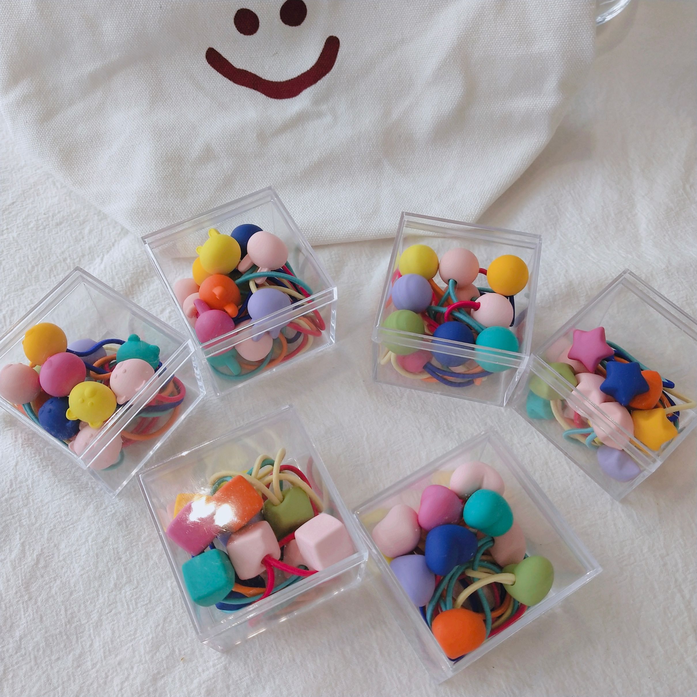 韩国原版磨砂皮筋多色橡皮儿童发圈头绳长皮筋12根盒装详情图7