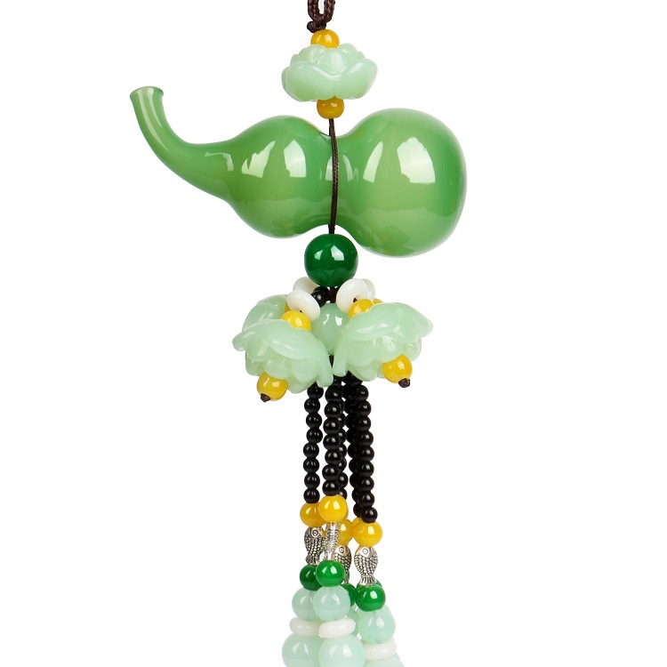 Car pendant peachwood lotus peace symbol high-grade boxwood carving Buddha car rearview mirror decoration green thumbnail