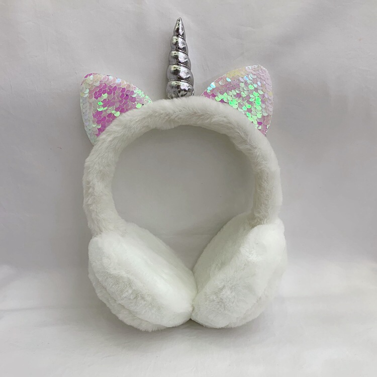 【唐卡】厂家直销头戴独角兽毛绒耳机保暖音乐可爱礼品时尚耳机可代发详情图7