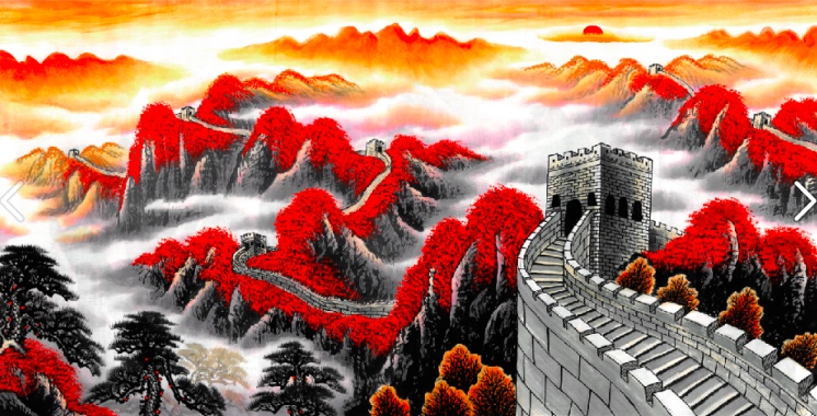 The Eagle eight horse feng shui painting traditional Chinese painting the Great Wall, the office meeting room decoration painting thumbnail