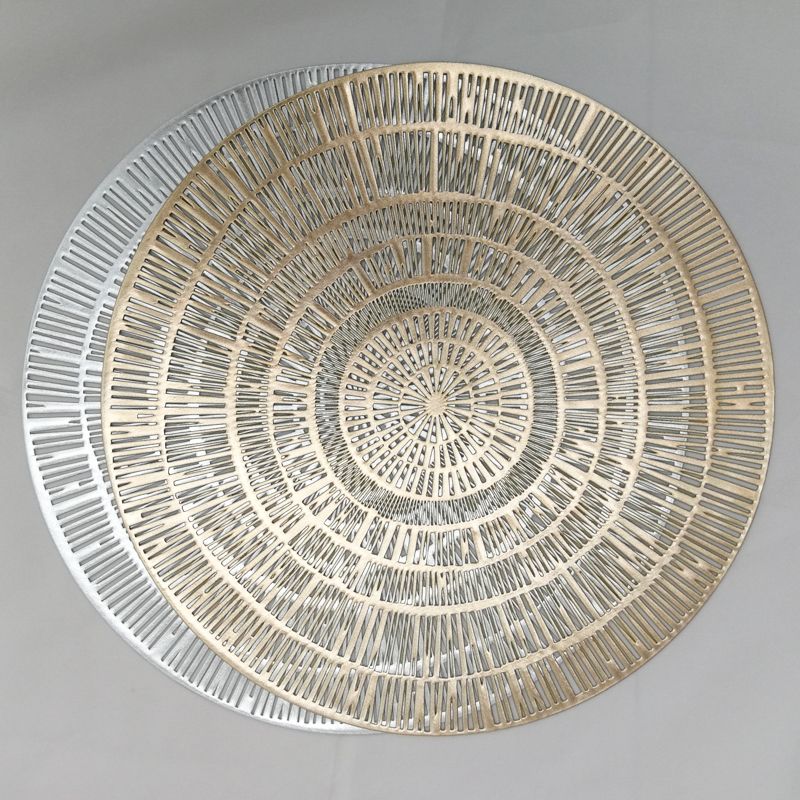 Simple Solid Color European Circular Pvc Hollow Hot Stamping Placemat Hotel Heat Insulation Non-Slip Coffee Coaster Steak Tray Mat Specification drawing