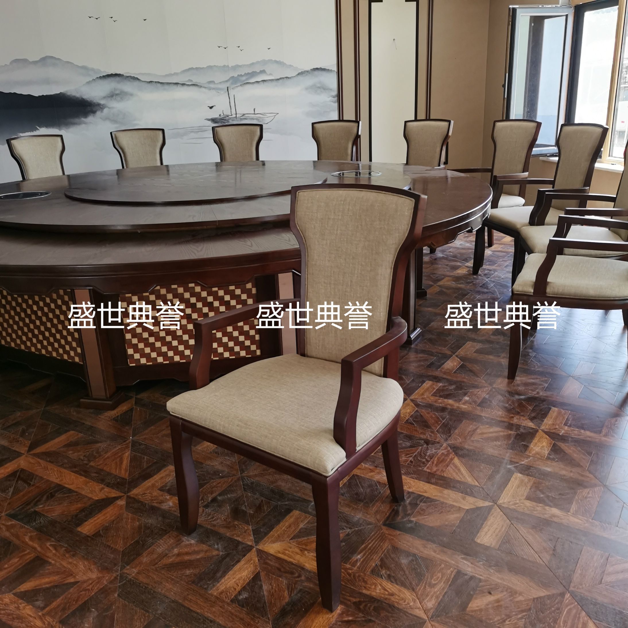 上海五星级酒店包厢实木餐桌椅定做高端会所新中式椅子白蜡木餐椅详情图4