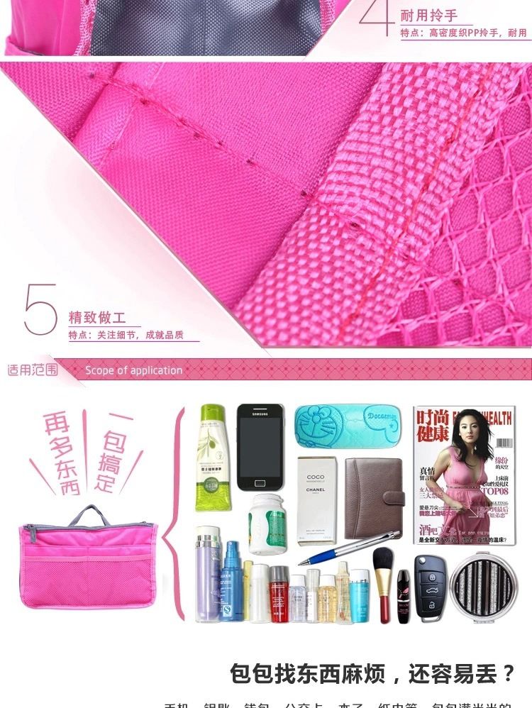 手提双拉链化妆包收纳包 多功能洗漱用品整理包 包中包整理收纳袋详情图18