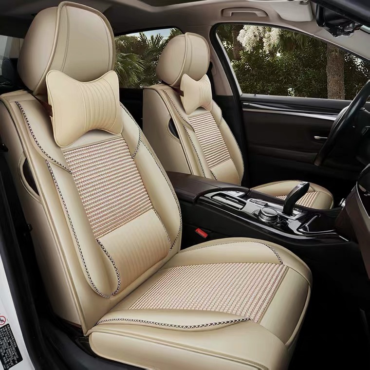 New all-inclusive car seat cover, suitable for all seasons, popular seat cover, summer ice silk special car seat cover, off-white