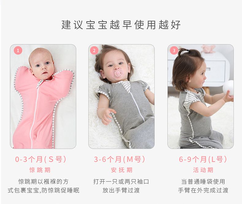  厂家直销宝宝棉弹力襁褓巾睡袋可拆袖四季婴儿防惊跳襁褓包巾详情8