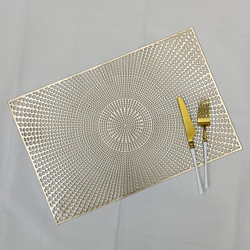 简约纯色欧式方形PVC镂空烫金餐垫 酒店隔热防滑咖啡杯垫牛排盘垫详情图9