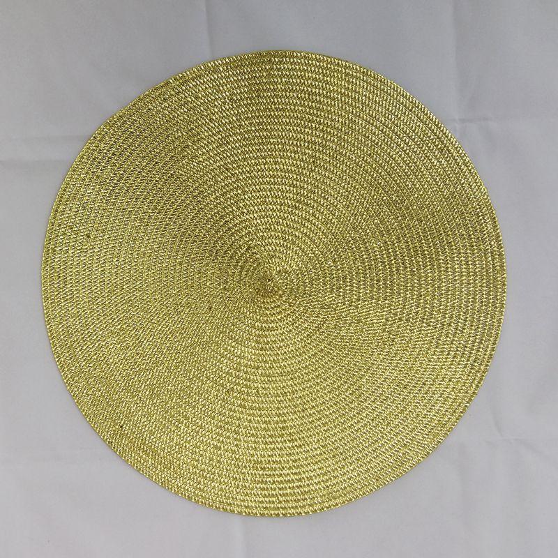 Hot-Selling Environmental Protection Round Pp Gold Wire Woven Placemat Hotel Western Restaurant Thickened Insulation Woven Table Mat Bowl Mat undefined