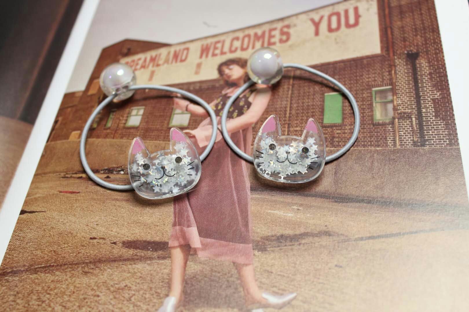 Korean version cute mini cat series headband cartoon animal-shaped hair band acrylic rubber band in stock