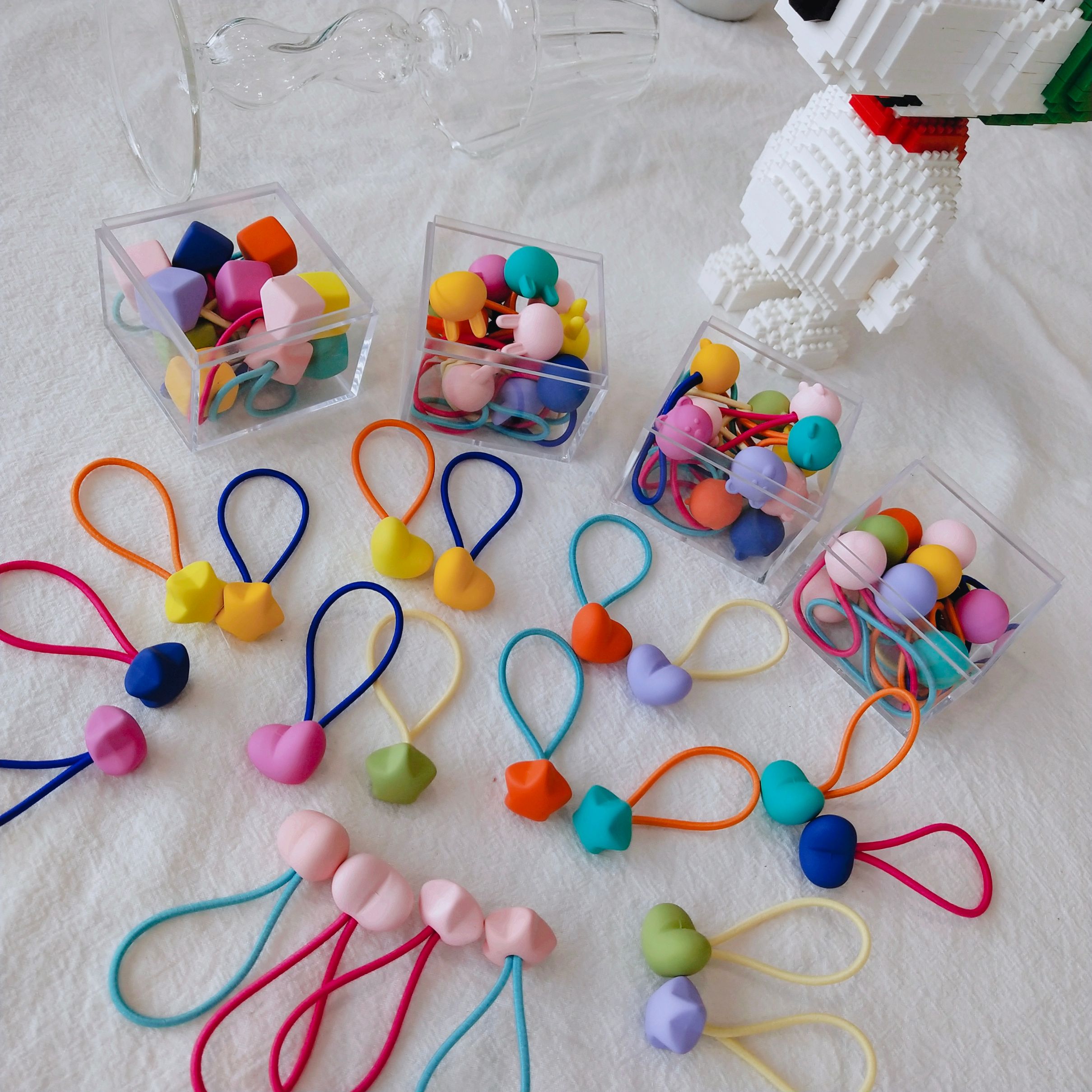 韩国原版磨砂皮筋多色橡皮儿童发圈头绳长皮筋12根盒装详情图8