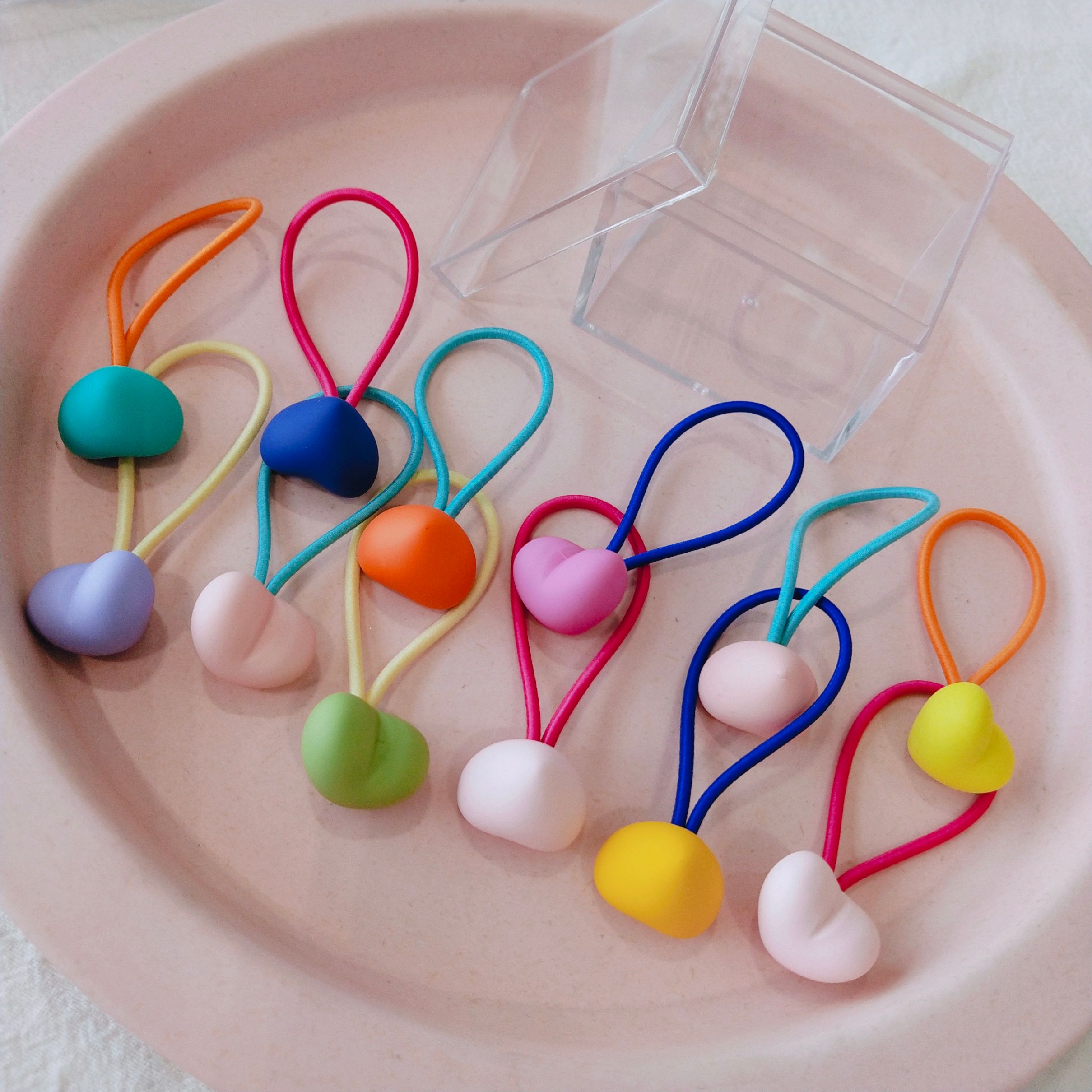 韩国原版磨砂皮筋多色橡皮儿童发圈头绳长皮筋12根盒装详情图1