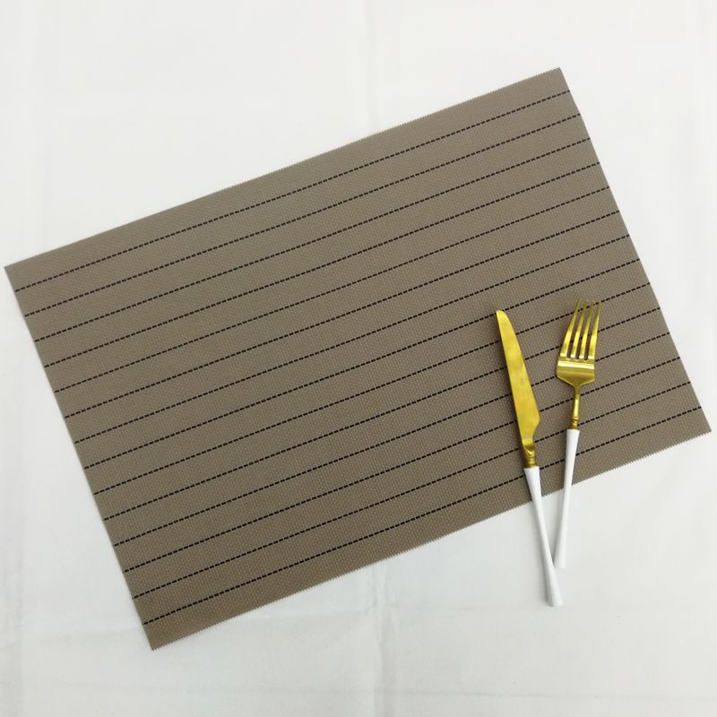 Texlin Woven Placemat Solid Color Striped Pvc Placemat Hotel Thickened Non-Slip Western Placemat Cup Bowl Mat In Stock details Picture