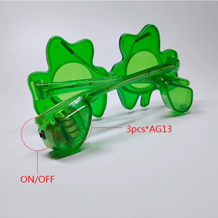 三叶草绿色爱尔兰节闪光促销礼品节日眼镜LED发光眼镜详情图1