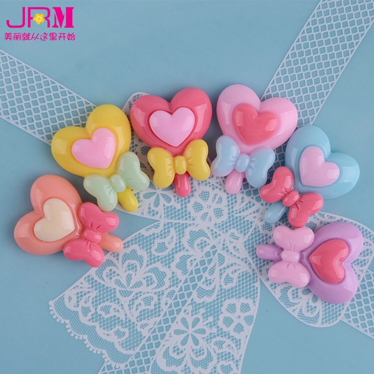 Manufacturers direct children's hair accessories love lollipop resin accessories mobile phone box DIY accessories full figure
