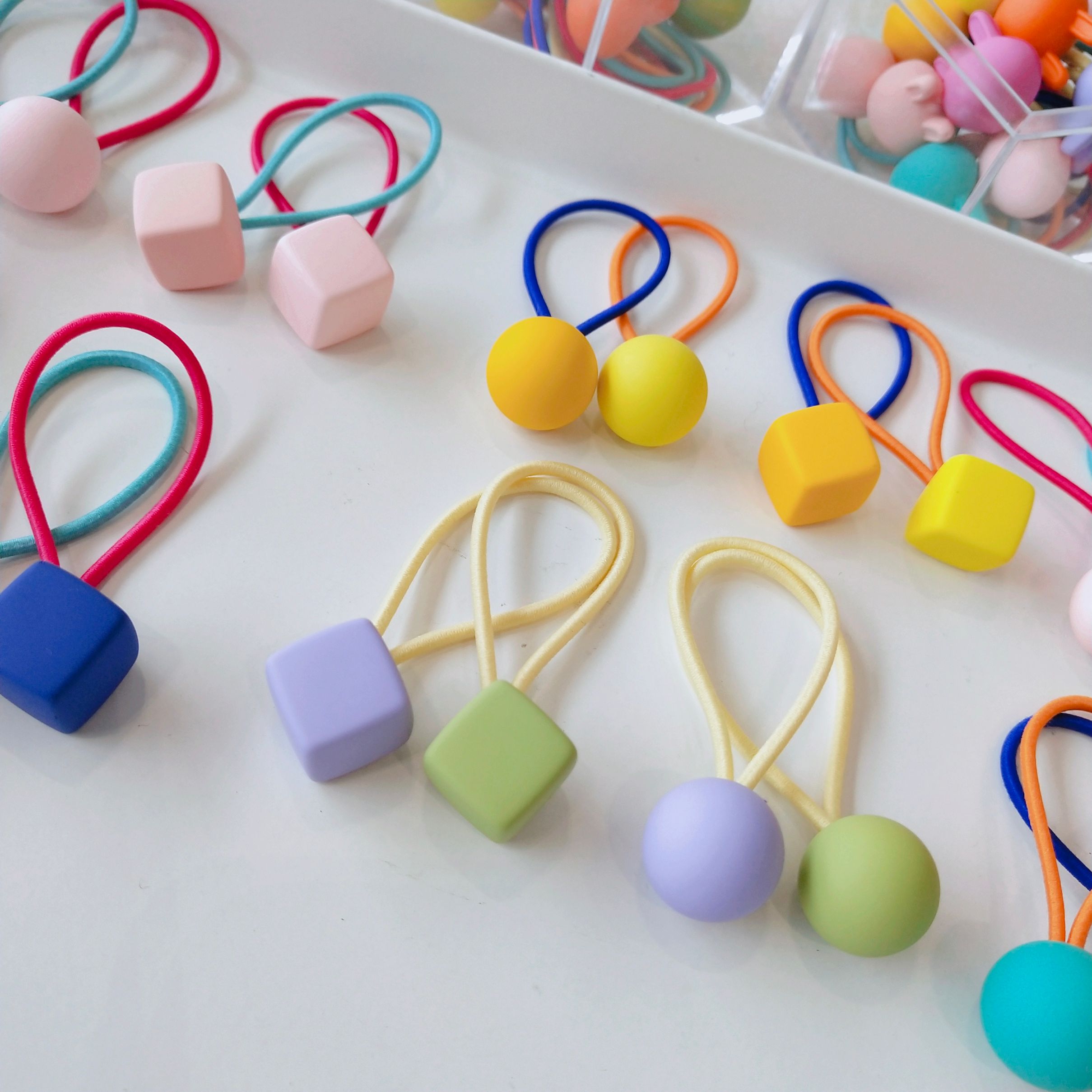 韩国原版磨砂皮筋多色橡皮儿童发圈头绳长皮筋12根盒装详情图4