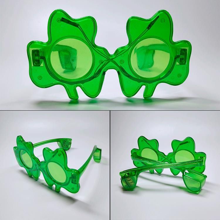 三叶草绿色爱尔兰节闪光促销礼品节日眼镜LED发光眼镜详情图2