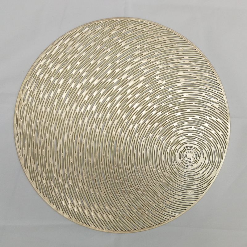 Simple Solid Color European Circular Pvc Hollow Hot Stamping Placemat Hotel Heat Insulation Non-Slip Coffee Coaster Steak Tray Mat undefined