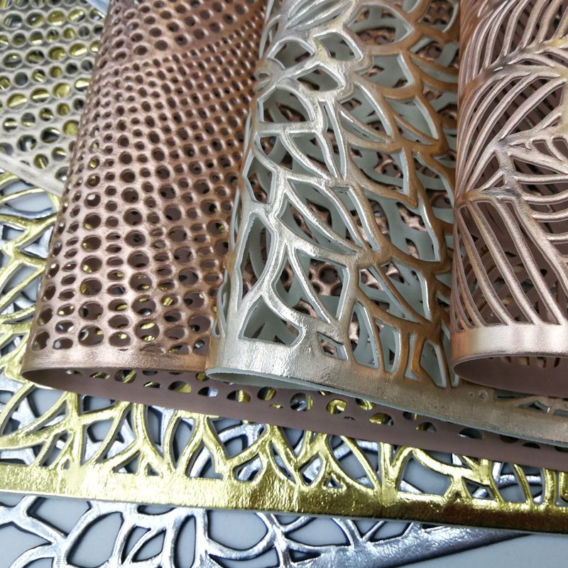 简约纯色欧式方形PVC镂空烫金餐垫 酒店隔热防滑咖啡杯垫牛排盘垫详情图15