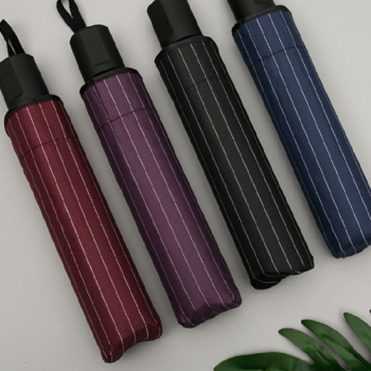 千家旺加大10骨黑胶条纹格子男士商务伞防紫外线伞雨伞LOGO定制 详情图8