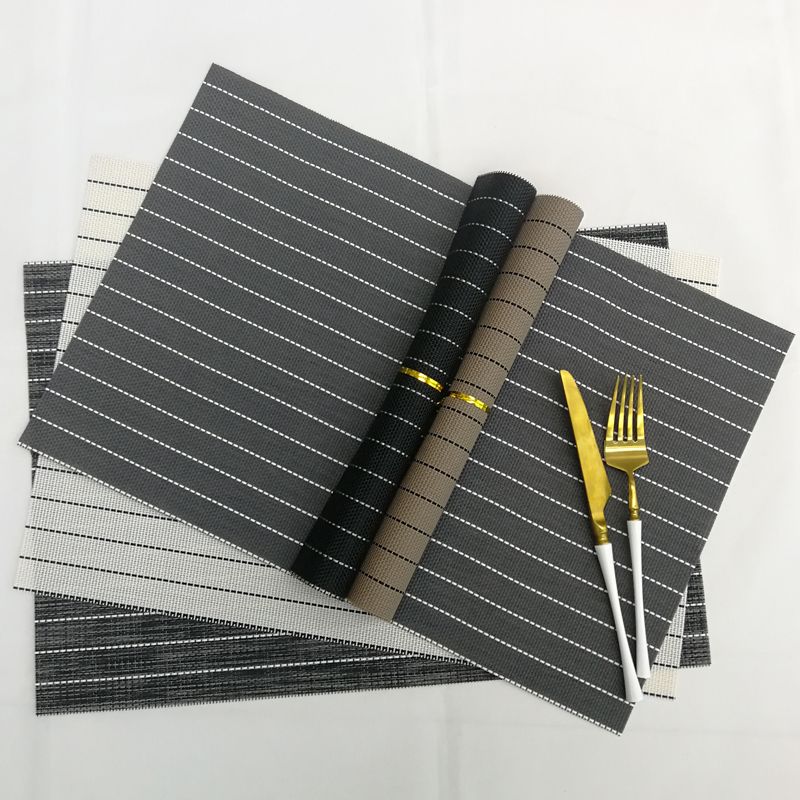 Texlin Woven Placemat Solid Color Striped Pvc Placemat Hotel Thickened Non-Slip Western Placemat Cup Bowl Mat In Stock undefined