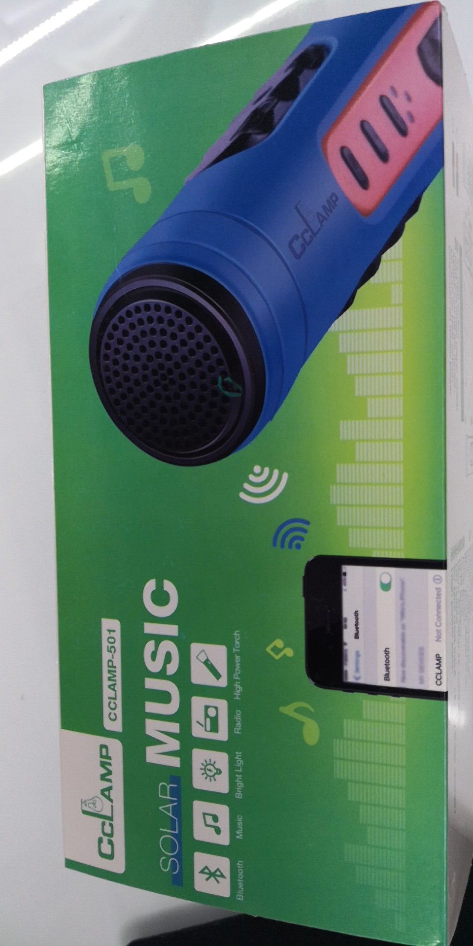 Cclamp Solar Bluetooth Speaker Radio Charging Bank Multi-Function Flashlight Cl-501 full figure