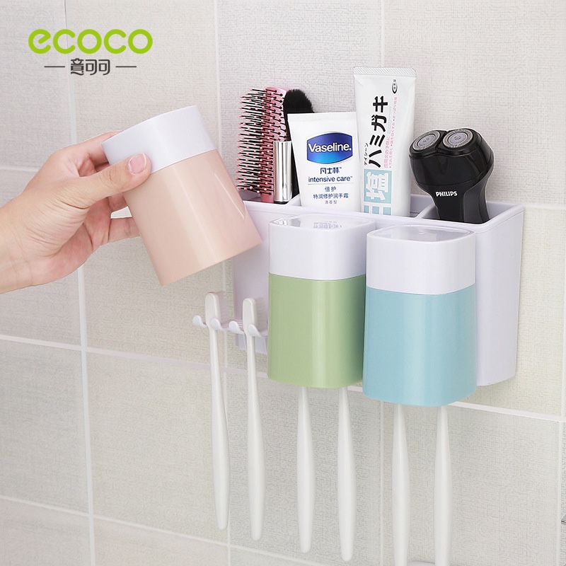 Happy Home Toiletry Set Toothbrush Holder Mouthwash Cup Set Wall Hanging Toiletry Storage Box undefined