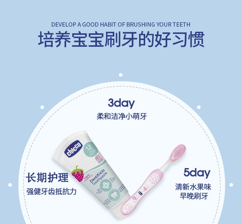 chicco智高意大利高端母婴原装进口可吞咽儿童口腔护理套装  粉色详情10