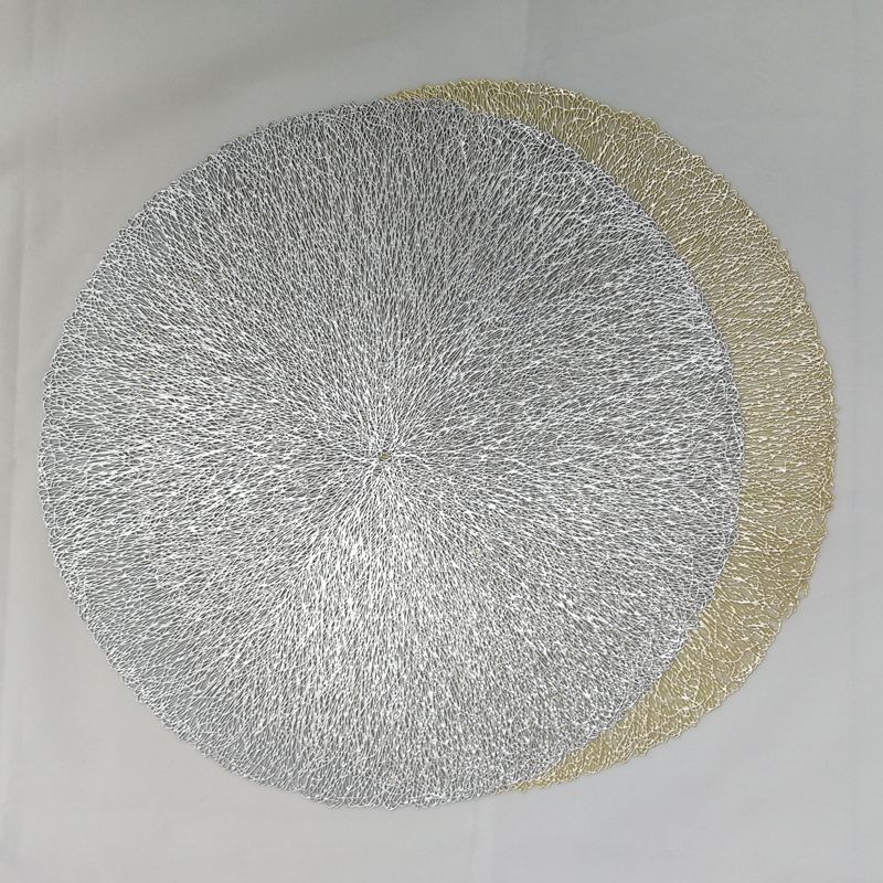 Simple Solid Color European Circular Pvc Hollow Hot Stamping Placemat Hotel Heat Insulation Non-Slip Coffee Coaster Steak Tray Mat Item Picture