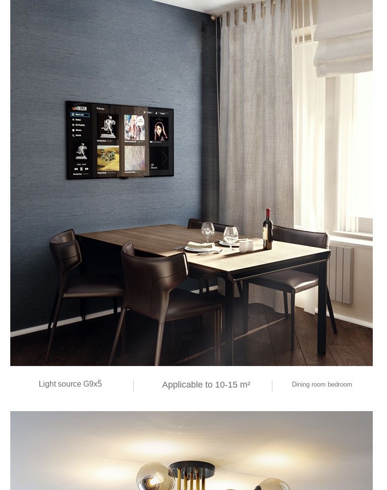 全铜北欧吸顶灯网红客厅灯简约现代创意个性卧室房间魔豆分子铜灯详情图4