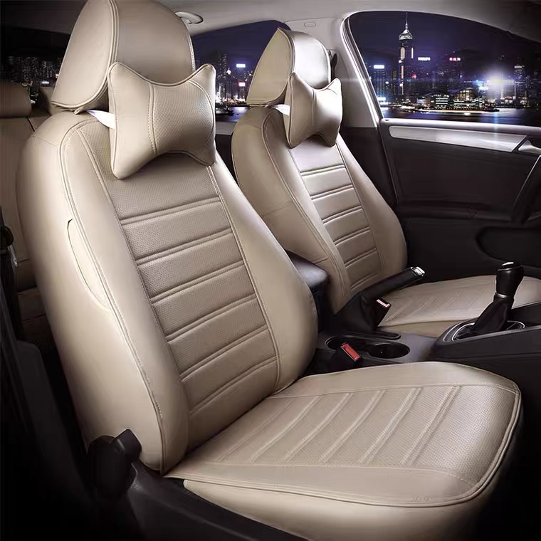 Custom-made car seat covers in full leather, special seat cushions, 20 new models, all-season universal leather seat cushions, fully enclosed in beige