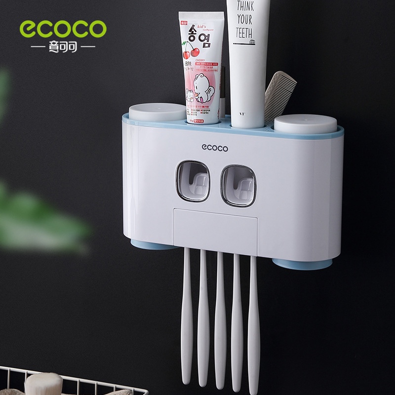 Four Cups Happy Home Family Of Four Toothpaste Dispenser Wash Cup Toothbrush Holder Set Toothbrush Holder Storage Box Item Picture