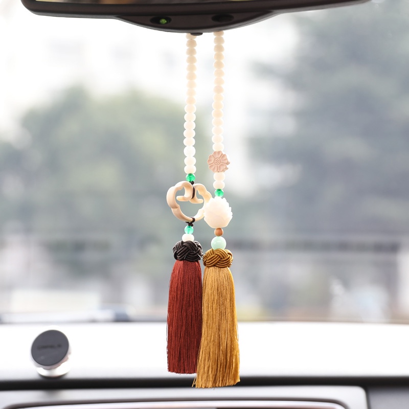 Car pendant top grade safety charm car ornaments lotus bodhi car rearview mirror pendant web celebrity female yellow thumbnail