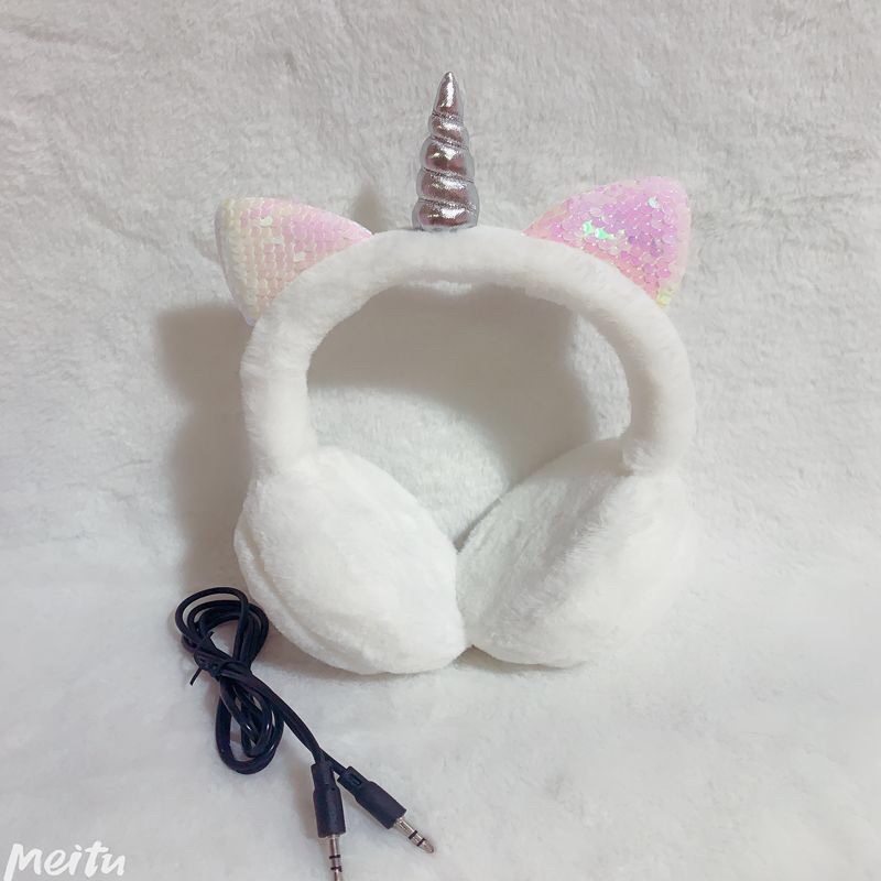 【唐卡】厂家直销头戴独角兽毛绒耳机保暖音乐可爱礼品时尚耳机可代发详情图6