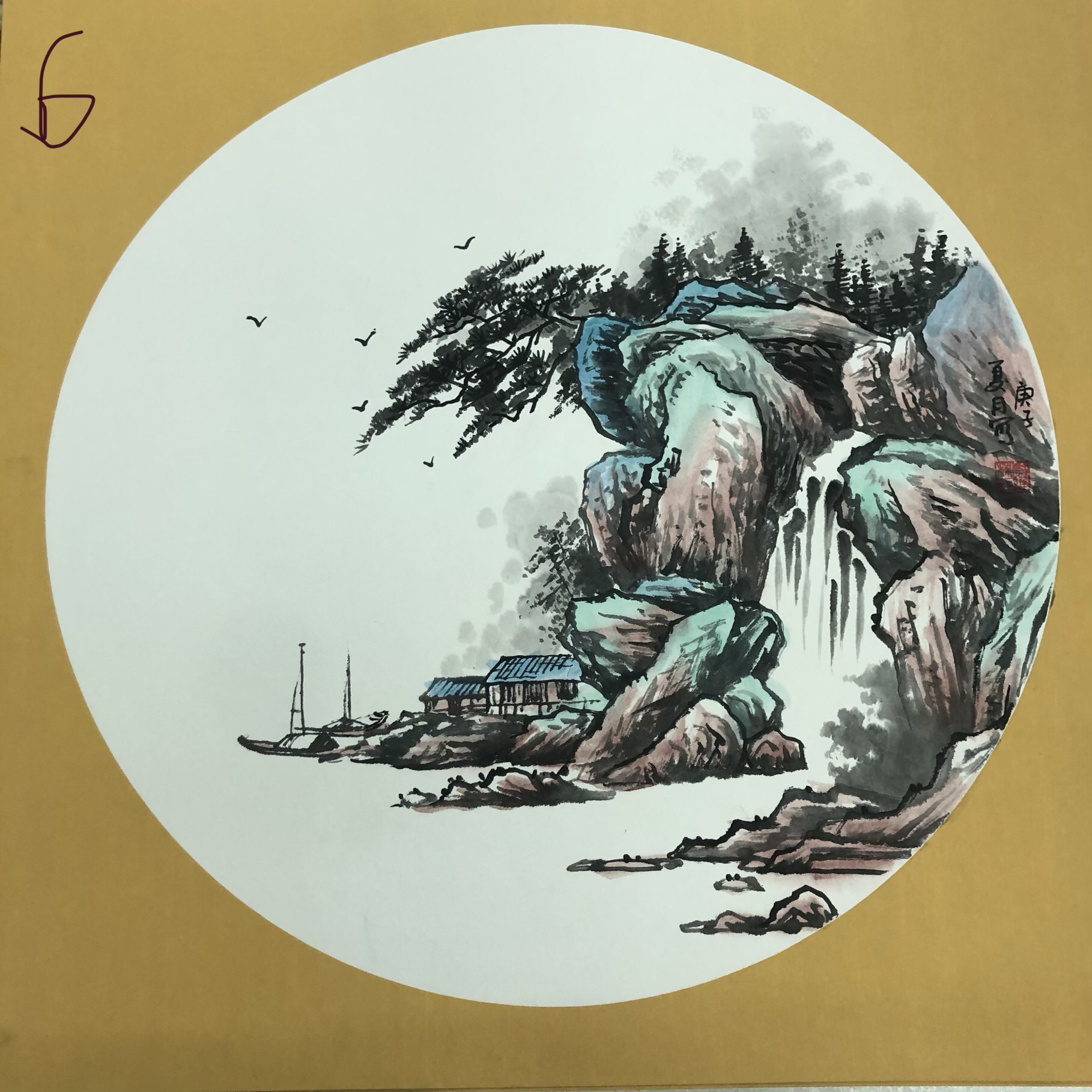 Round Chinese Painting Decorative Painting Li Weidong Pure Hand-Painted Chinese Painting undefined