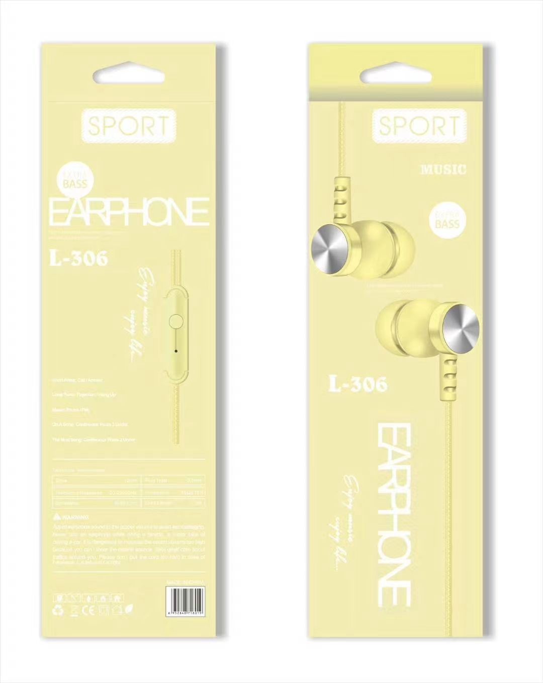L-306 Sogo headphones, mobile phone headphones, in-ear headsets, earbuds with microphone detail image 6