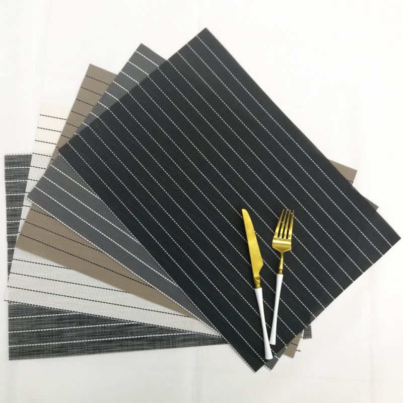 Texlin Woven Placemat Solid Color Striped Pvc Placemat Hotel Thickened Non-Slip Western Placemat Cup Bowl Mat In Stock full figure