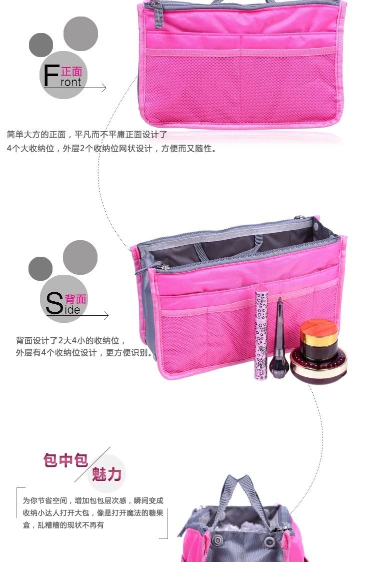 手提双拉链化妆包收纳包 多功能洗漱用品整理包 包中包整理收纳袋详情图13