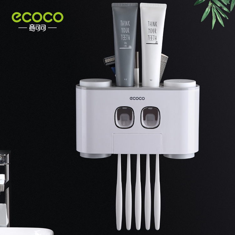 Four Cups Happy Home Family Of Four Toothpaste Dispenser Wash Cup Toothbrush Holder Set Toothbrush Holder Storage Box