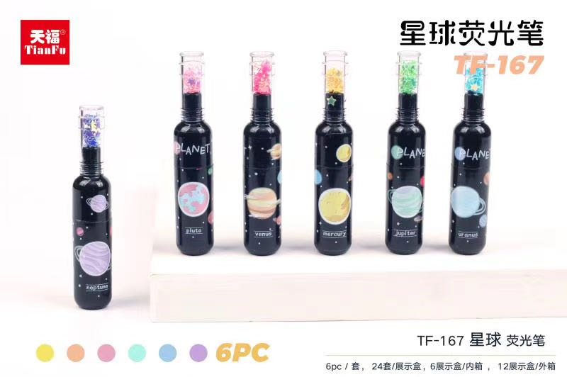 Mini Bottle highlighter Star Highlighter Colored marker pen Doodle crayon 6 color set thumbnail