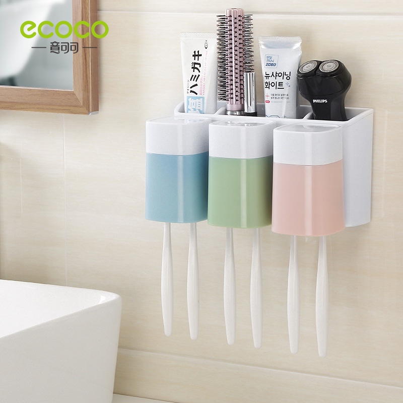 Happy Home Toiletry Set Toothbrush Holder Mouthwash Cup Set Wall Hanging Toiletry Storage Box Item Picture