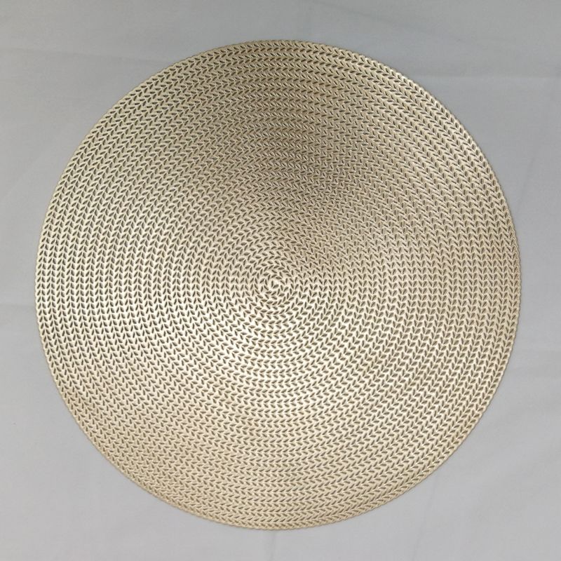 Simple Solid Color European Circular Pvc Hollow Hot Stamping Placemat Hotel Heat Insulation Non-Slip Coffee Coaster Steak Tray Mat undefined