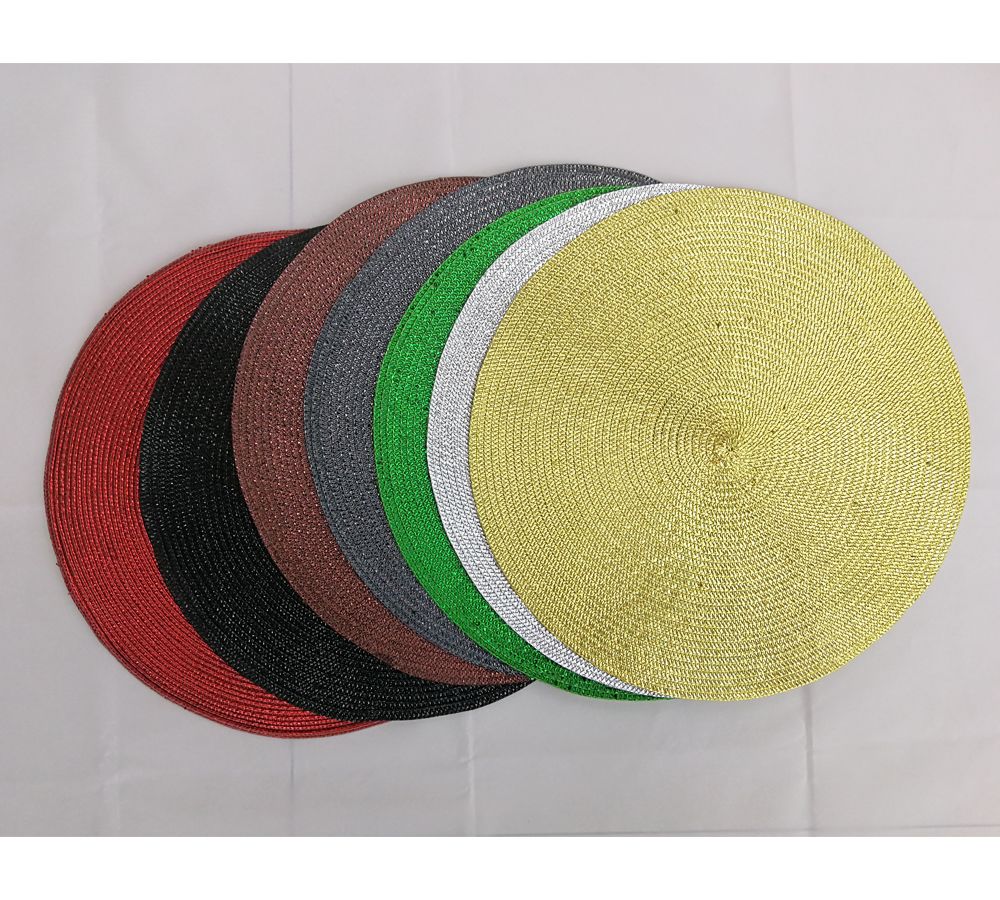 Hot-Selling Environmental Protection Round Pp Gold Wire Woven Placemat Hotel Western Restaurant Thickened Insulation Woven Table Mat Bowl Mat undefined
