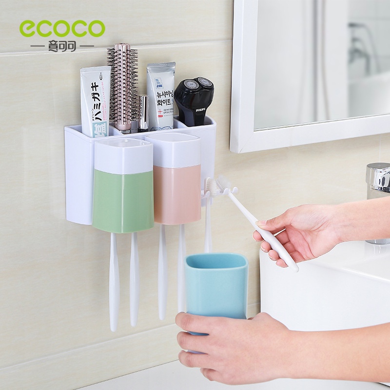Happy Home Toiletry Set Toothbrush Holder Mouthwash Cup Set Wall Hanging Toiletry Storage Box Application Scenario