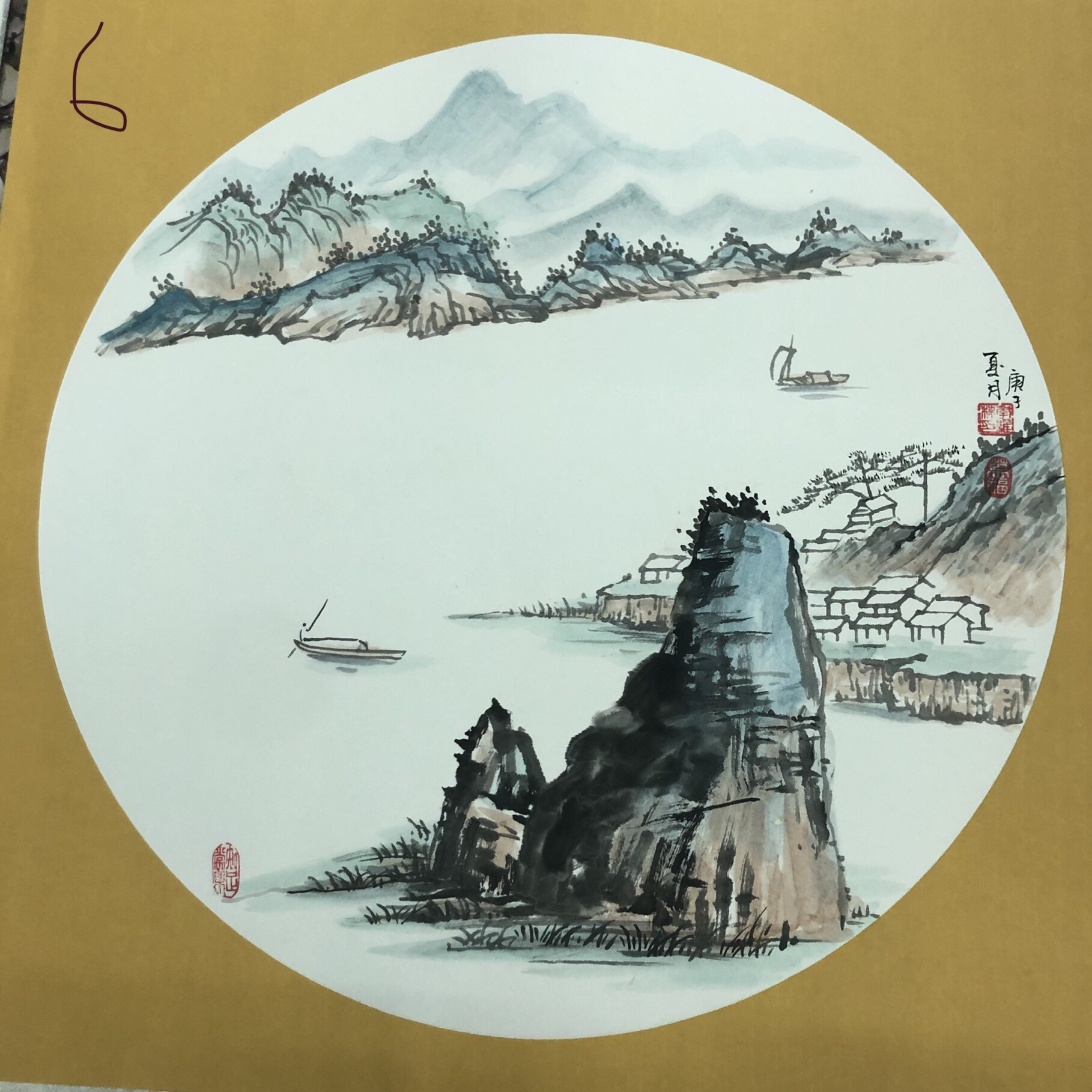 Round Chinese Painting Decorative Painting Li Weidong Pure Hand-Painted Chinese Painting Item Picture