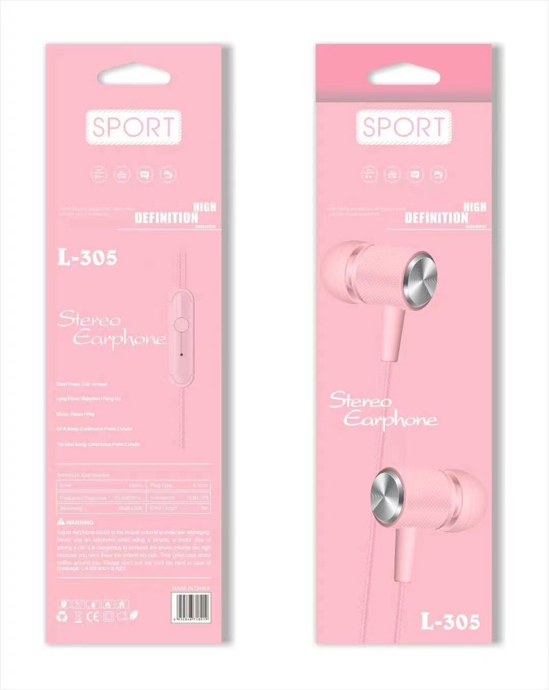 L-305 Sogo headphones, mobile phone headphones, in-ear headsets, earbuds with microphone detail image 4